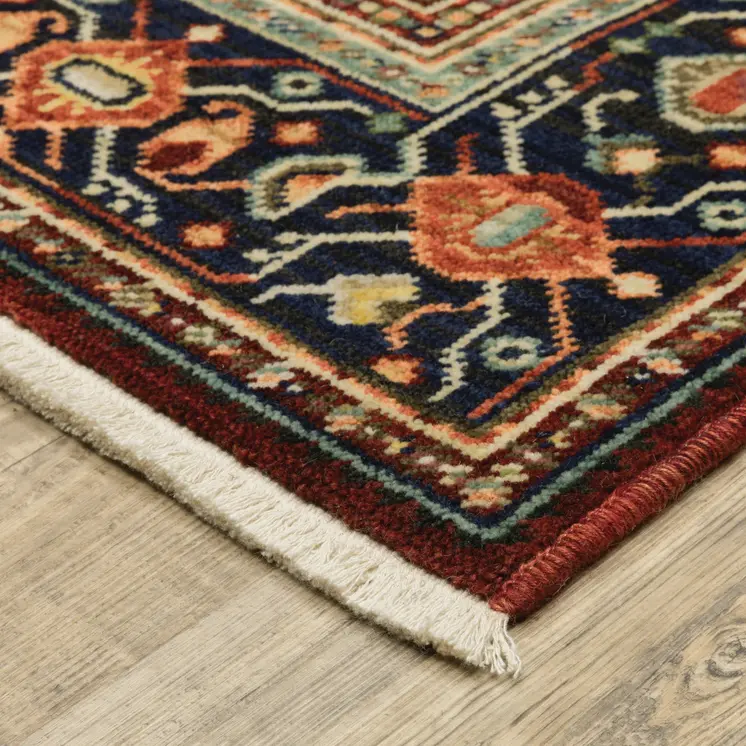 12' Red And Ivory Genuine Wool Oriental Runner Rug With Fringe