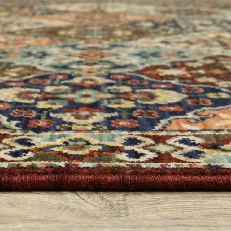 12' Red And Ivory Genuine Wool Oriental Runner Rug With Fringe
