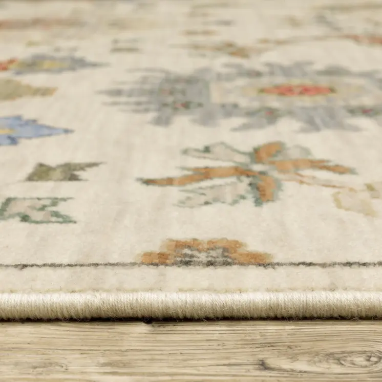 12' Blue And Ivory Genuine Wool Oriental Runner Rug With Fringe