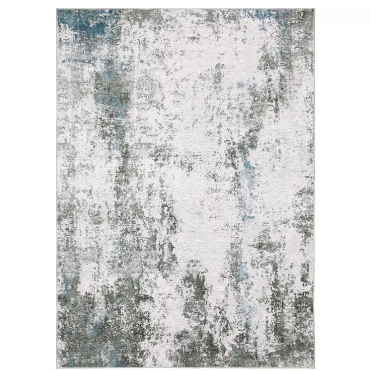 4' X 6' Silver and Gray Abstract Non Skid Area Rug