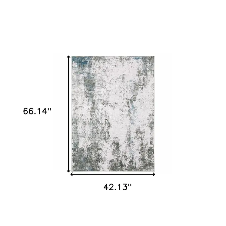 4' X 6' Silver and Gray Abstract Non Skid Area Rug