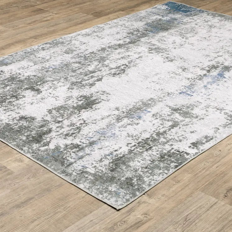 4' X 6' Silver and Gray Abstract Non Skid Area Rug