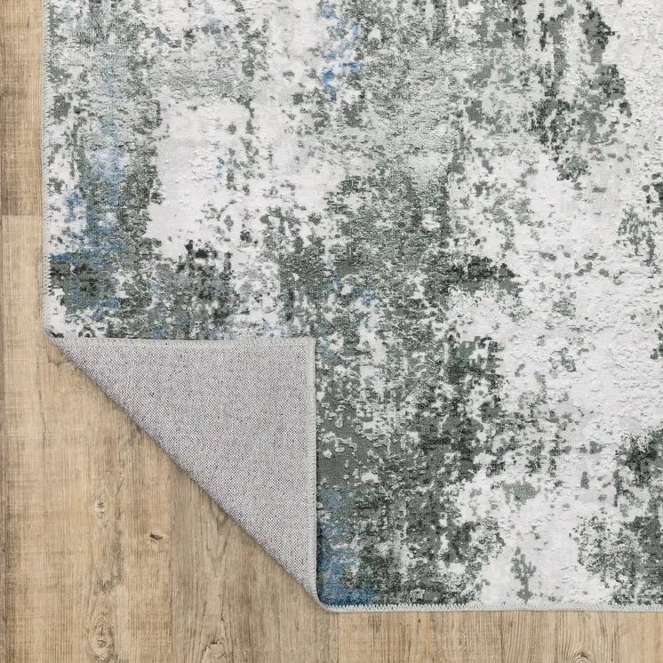 4' X 6' Silver and Gray Abstract Non Skid Area Rug