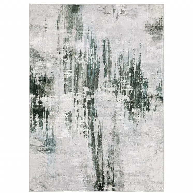 8' X 10' Silver and Gray Abstract Non Skid Area Rug