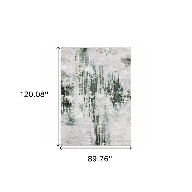 8' X 10' Silver and Gray Abstract Non Skid Area Rug