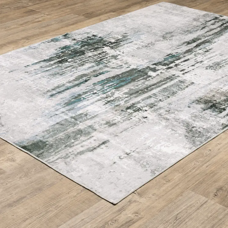 8' X 10' Silver and Gray Abstract Non Skid Area Rug