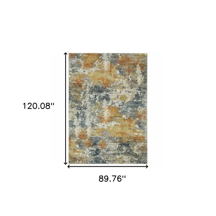 8' X 10' Teal Blue Abstract Non Skid Area Rug