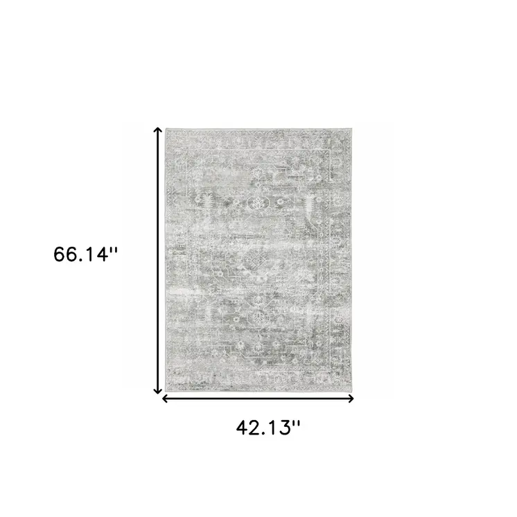4' X 6' Sage Green Oriental Non Skid Area Rug