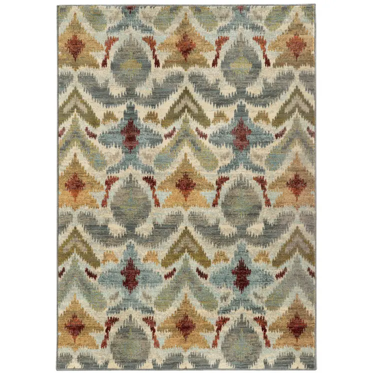 10' X 13' Gray and Ivory Abstract Power Loom Area Rug