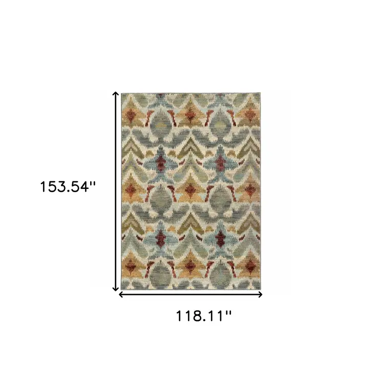 10' X 13' Gray and Ivory Abstract Power Loom Area Rug