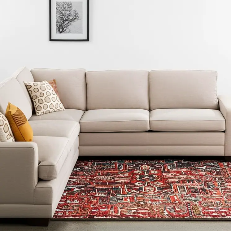 10' X 13' Red Orange Blue And Grey Southwestern Power Loom Stain Resistant Area Rug