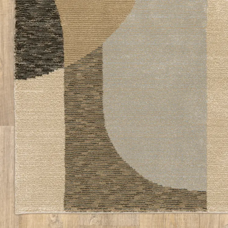 8' Green And Ivory Geometric Runner Rug