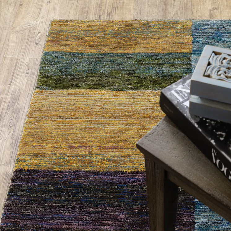7' X 10' Purple and Red Geometric Power Loom Area Rug