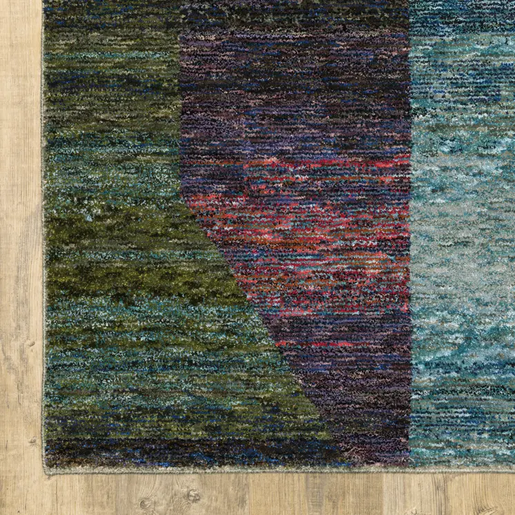 7' X 10' Purple and Red Geometric Power Loom Area Rug