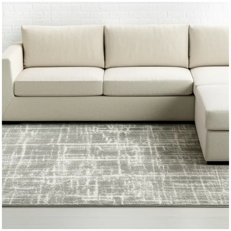 10' X 13' Grey And Ivory Abstract Shag Power Loom Stain Resistant Area Rug