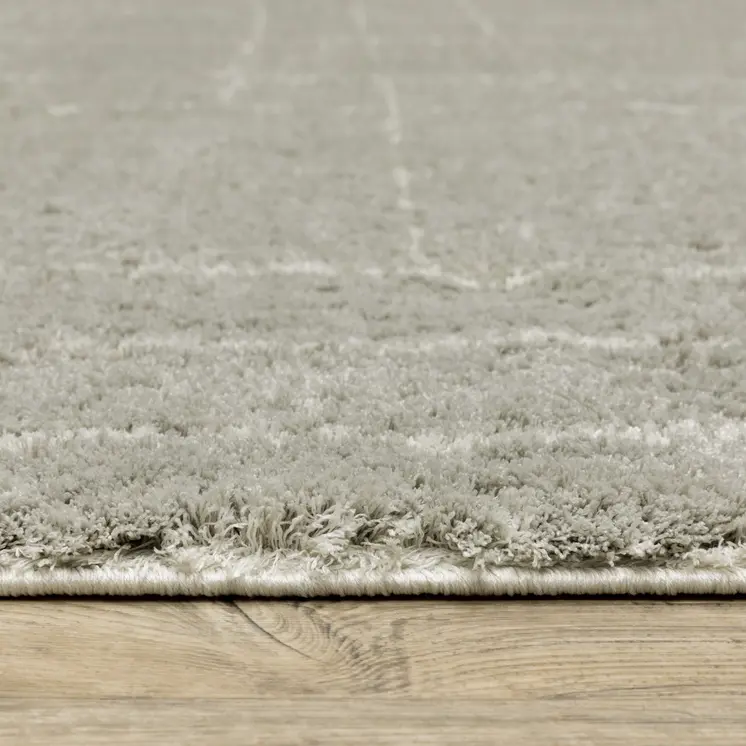 8' X 11' Gray and Ivory Geometric Shag Power Loom Area Rug