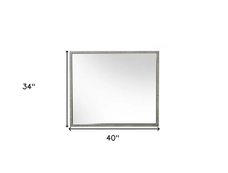 34" Gray Faux Concrete Framed Accent Mirror