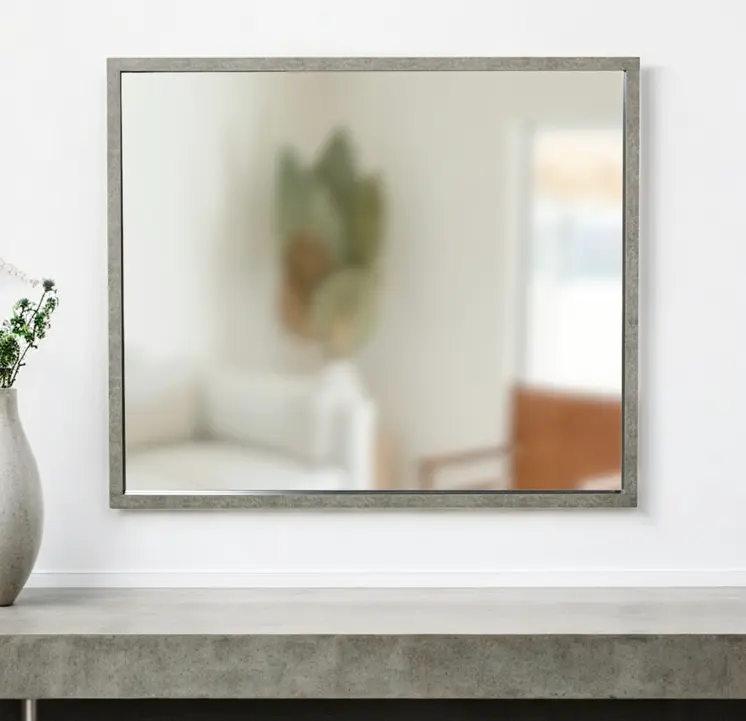 34" Gray Faux Concrete Framed Accent Mirror