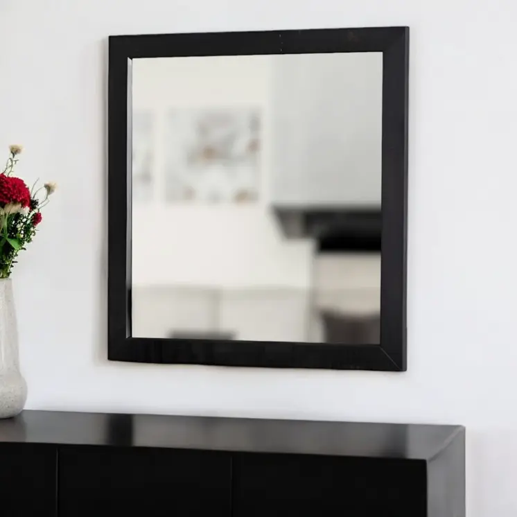 28" Dark Brown Solid Wood Framed Accent Mirror