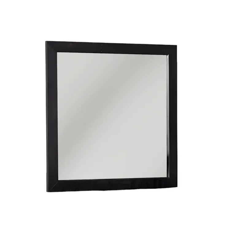 28" Dark Brown Solid Wood Framed Accent Mirror