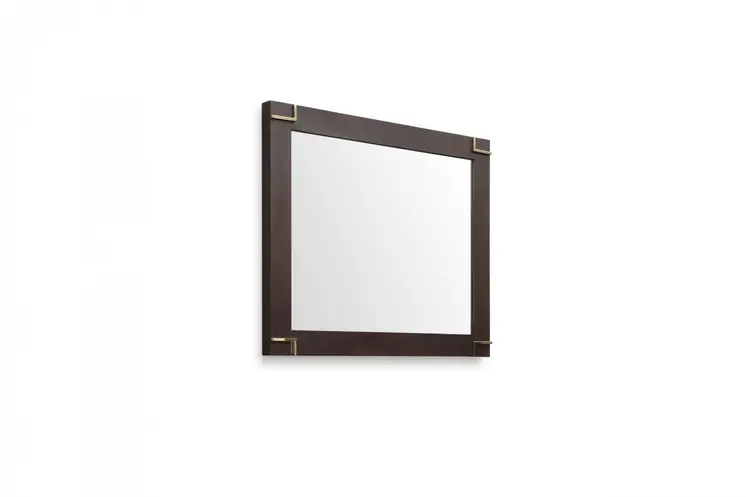 33" Brown and Gold Wood Framed Accent Mirror