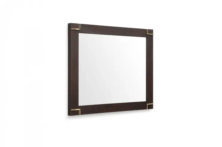33" Brown and Gold Wood Framed Accent Mirror