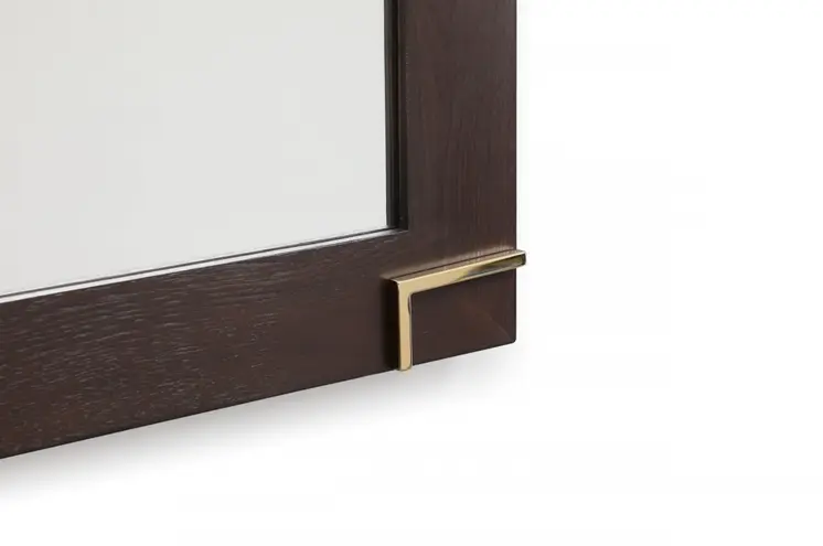 33" Brown and Gold Wood Framed Accent Mirror