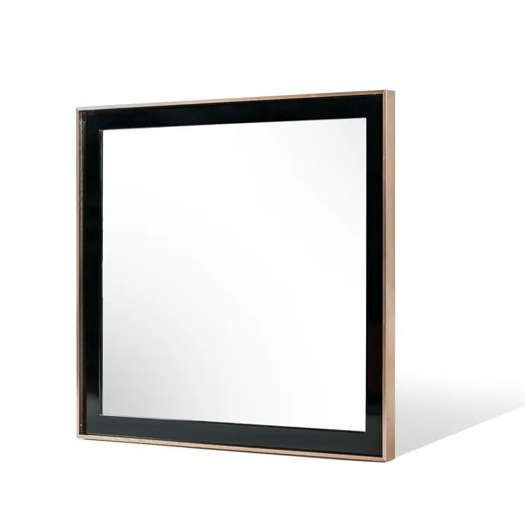 39" Rose Gold and Black Wood and Metal Framed Accent Mirror