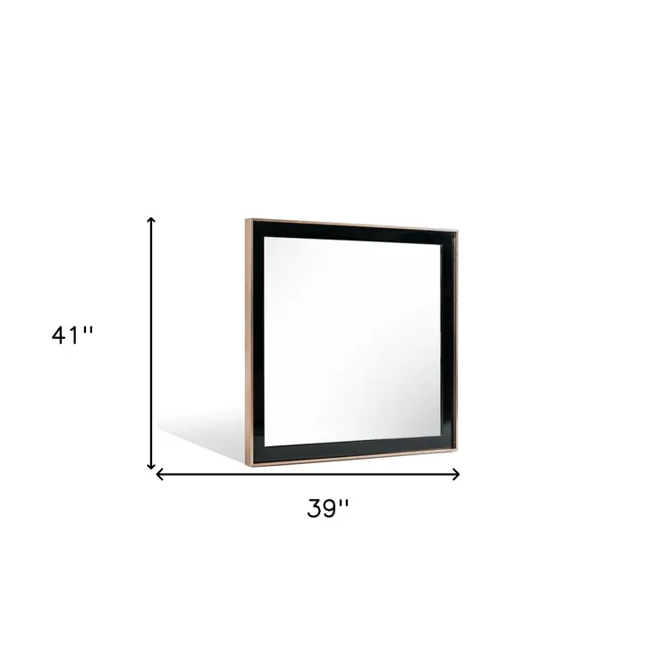 39" Rose Gold and Black Wood and Metal Framed Accent Mirror