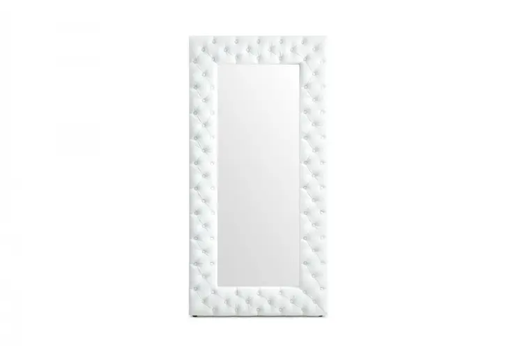 80" White Faux Leather Framed Leaning Accent Mirror