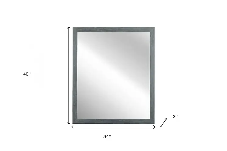 40" Dark Gray Solid Wood Framed Accent Mirror