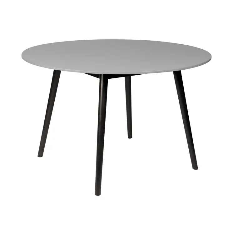 Five Piece Gray and Gray and Black Round Stone Dining Set with Four Chairs