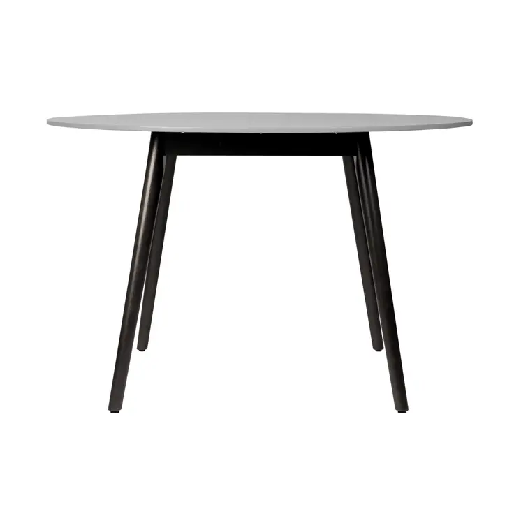 Five Piece Gray and Gray and Black Round Stone Dining Set with Four Chairs