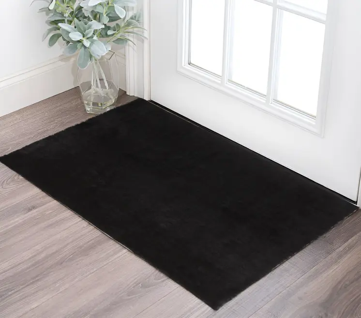 2' X 3' Black Shag Tufted Handmade Area Rug