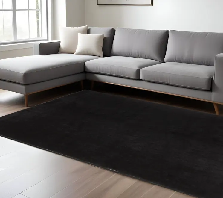 8' X 10' Black Shag Tufted Handmade Area Rug