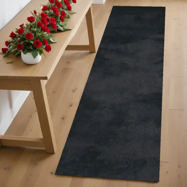 6' Black Shag Hand Tufted Runner Rug