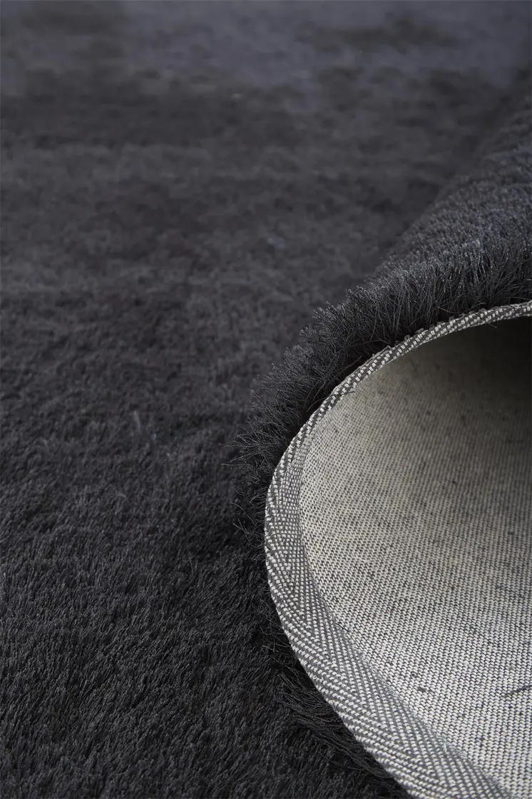 10' Black Round Shag Tufted Handmade Area Rug