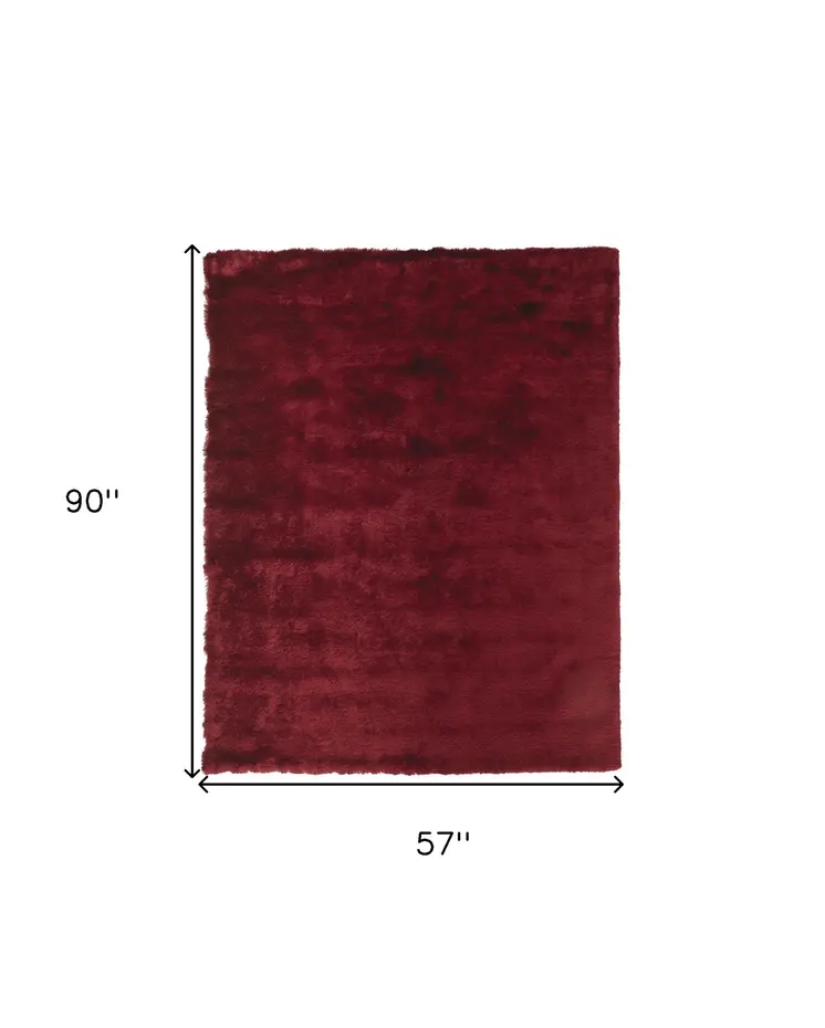 5' X 8' Red And Purple Shag Tufted Handmade Area Rug