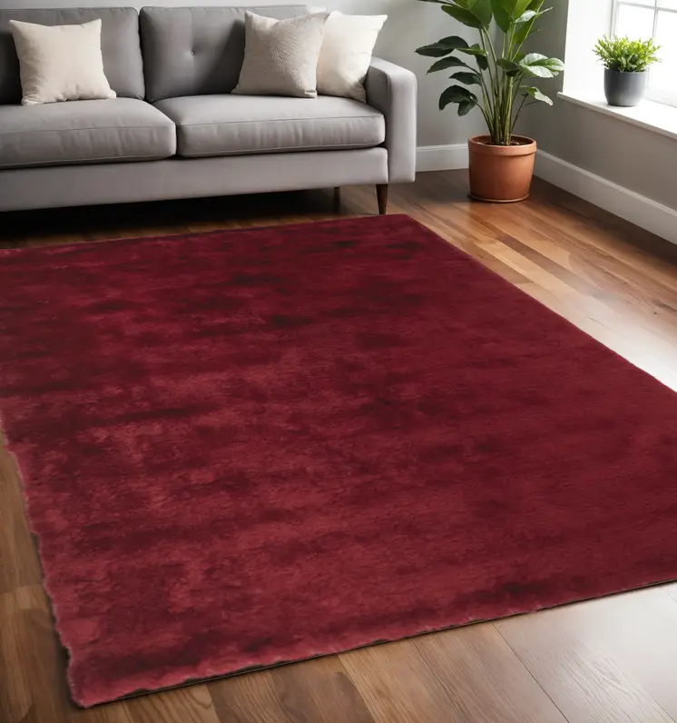 5' X 8' Red And Purple Shag Tufted Handmade Area Rug