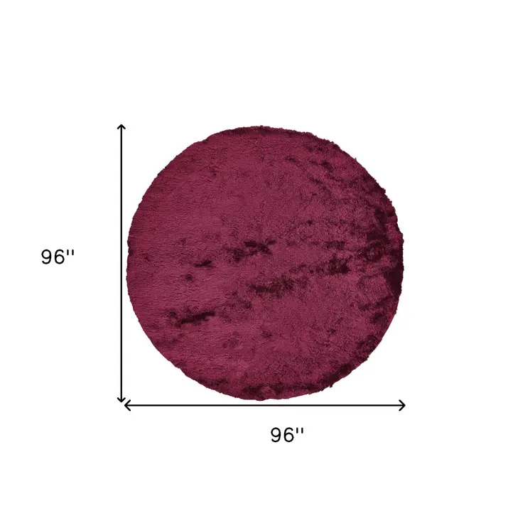 8' Red Purple Shag Hand Tufted Round Rug