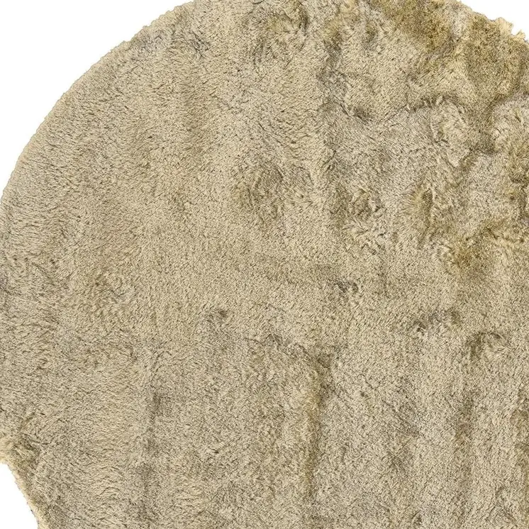 8' Taupe Shag Hand Tufted Round Rug