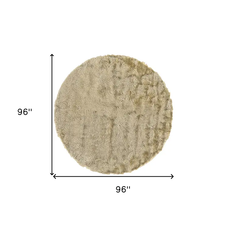 8' Taupe Shag Hand Tufted Round Rug