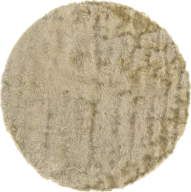 10' Tan And Taupe Round Shag Tufted Handmade Area Rug