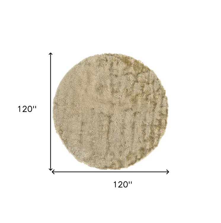 10' Tan And Taupe Round Shag Tufted Handmade Area Rug