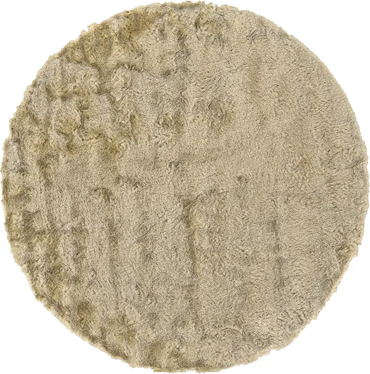10' Tan And Taupe Round Shag Tufted Handmade Area Rug