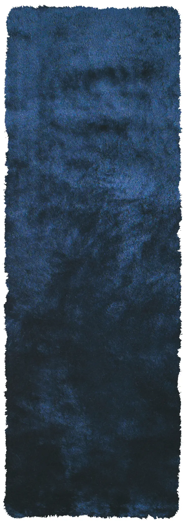 6' Blue And Black Shag Hand Tufted Runner Rug