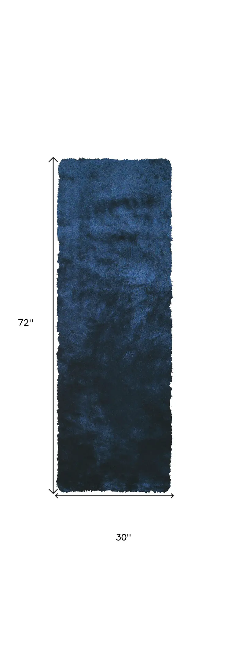 6' Blue And Black Shag Hand Tufted Runner Rug