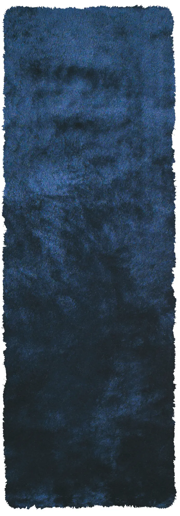 6' Blue And Black Shag Hand Tufted Runner Rug