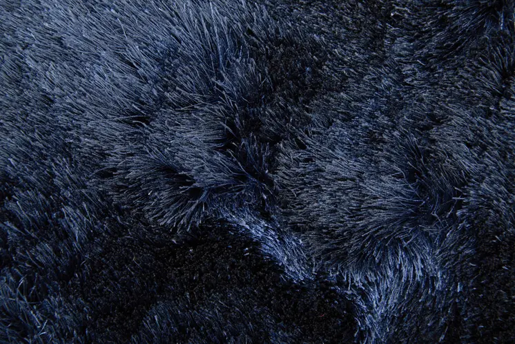 10' Blue And Black Round Shag Tufted Handmade Area Rug