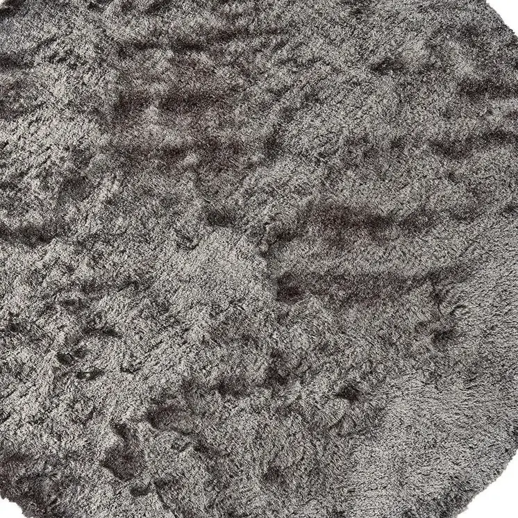 10' Gray And Black Round Shag Tufted Handmade Area Rug